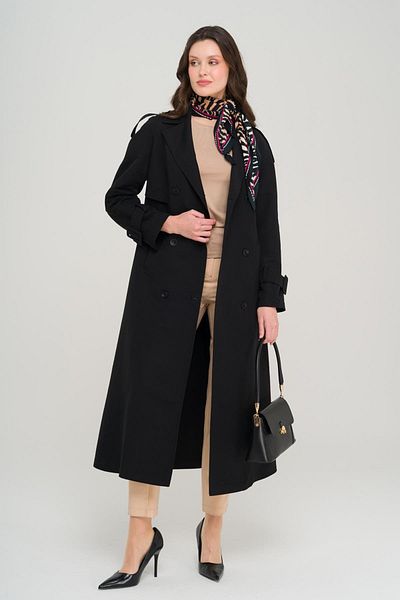 Olcay Langer, ungefütterter Trenchcoat mit Raglanärmeln und Cape-Detail SCHWARZ 6701