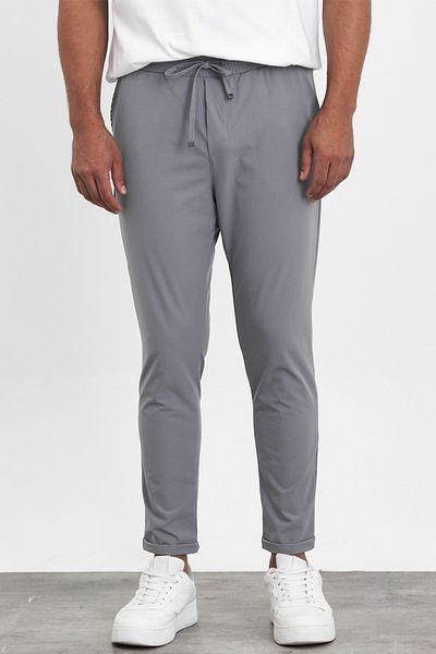 MADZEYMODA Ανδρικό διπλό γκρι παντελόνι Premium LS-23067
