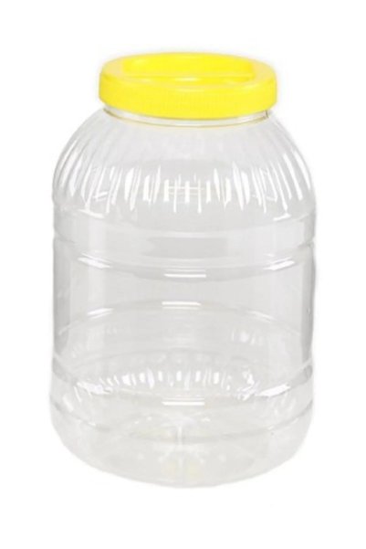 Generic Brand 2 Pieces - 5 Liters Yellow Lid Transparent Body Pickle Can - Paste Can - 5Litre Pet Jar - Pet Bottle