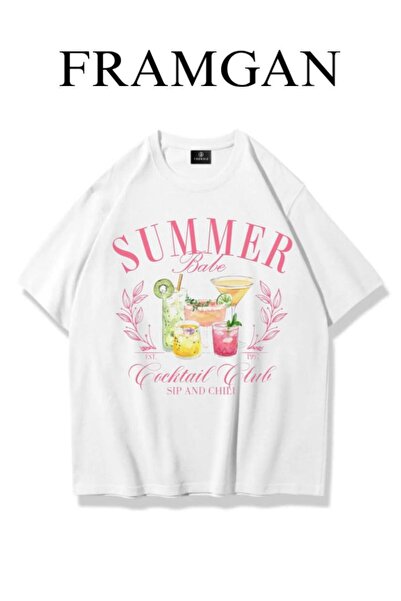 Framgan تيشيرت أبيض نسائي مطبوع صورة تيكيلا
