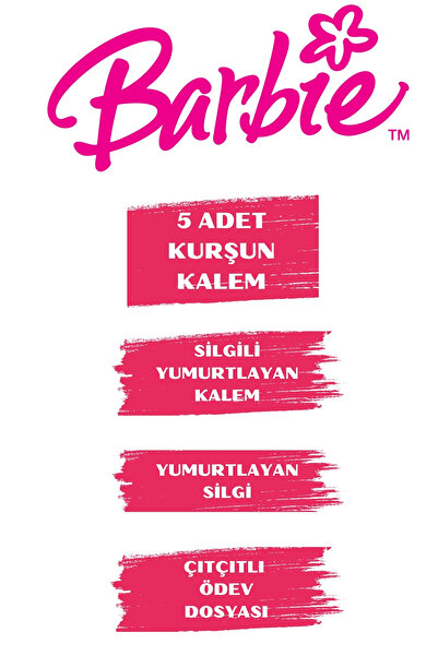 Barbie Lisanslı Çıtçıtlı Dosya ve Okul Seti 7 PARÇA