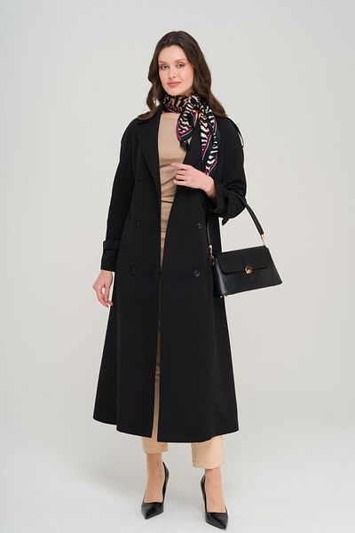 Olcay Langer, ungefütterter Trenchcoat mit Raglanärmeln und Cape-Detail SCHWARZ 6701