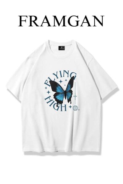 Framgan Ženske visoke leptir čarape Štampano bele T-shirt
