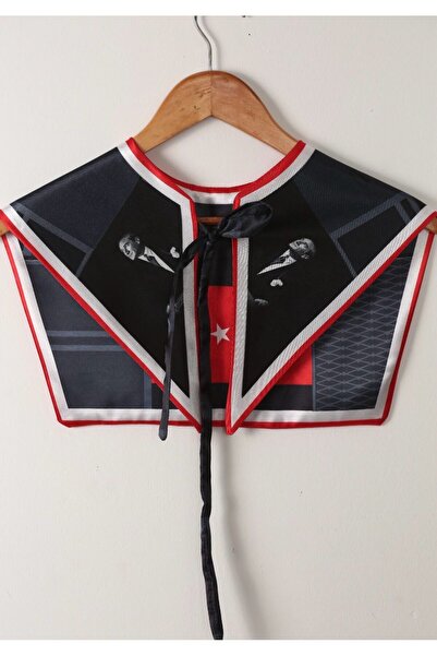 ElevaGlam Yeni Stil Omuz Şalı Atatürk Fotoğraflı İmzalı Desenli