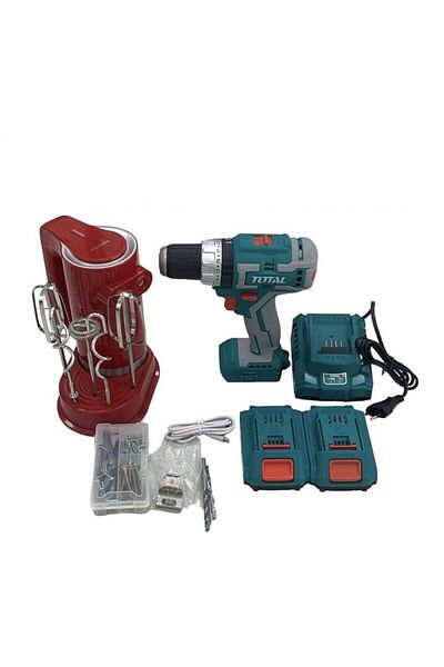 TOTAL Brushless Impact Drill & Cordless Hand Mixer Set
