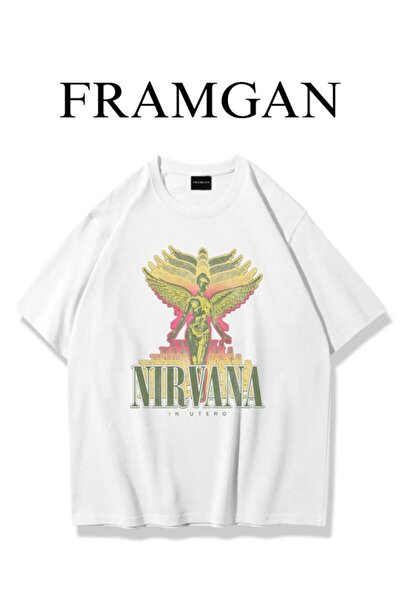 Framgan Γυναικείο/Ανδρικό μπλουζάκι με στάμπα Nirvana, φαρδιά γραμμή