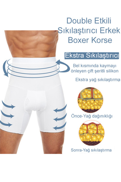 stilim trend Seamless High Waist Belly Shapewear Firming Belly Flattener Men's Boxer Corset White