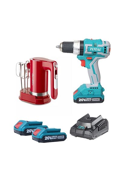 TOTAL Brushless Impact Drill & Cordless Hand Mixer Set