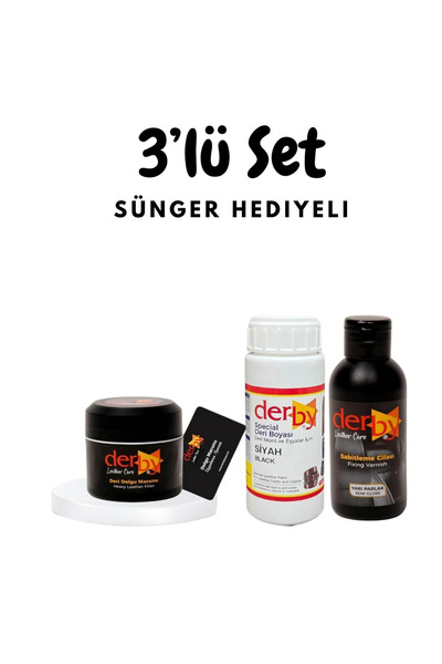 AYMAGNET 3’lü Set- Derby Deri Tamir Macunu, Special Deri Boyası ve Cilası - S...