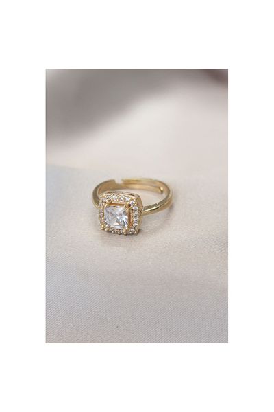 Skygo Gold Baguette and Zircon Cubic Zirconia Square Ring - TJ-BYK1739