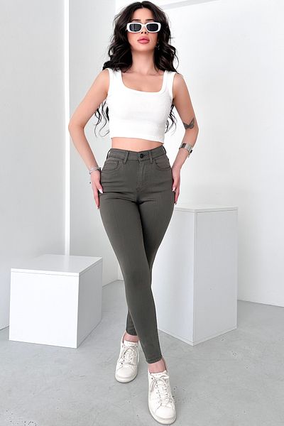 HLT JEANS Women's Light Khaki Super Skinny Fit Stretchy Lycra High Waist Jean Jeans Jenni̇e-2009