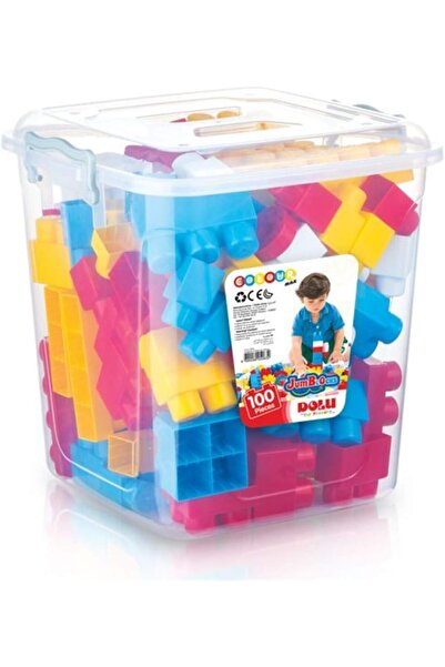 Dolu JumBlocks in Plastic Box 100 PCS - For Ages 1+ Years Old - Multicolored
