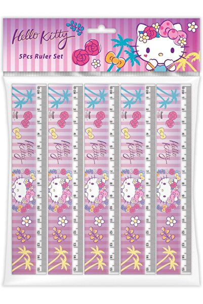 Hello Kitty مجموعة مسطرة هالوكيتي، 5 قطع، مقاس 15 سم، متعددة الألوان