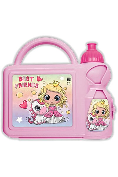 Generic Plastic Lunch Box and Water Bottle Set for Kids, Pink