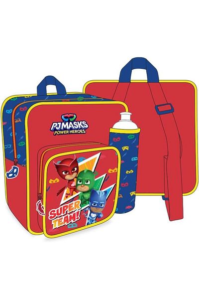 Pj Mask Unisex School Backpack with Water Bottle and Lunch Box, 11-Inch Size, Red