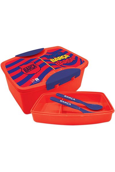 Barcelona FCB Barcelona Plastic Lunch Box with Fork and Spoon