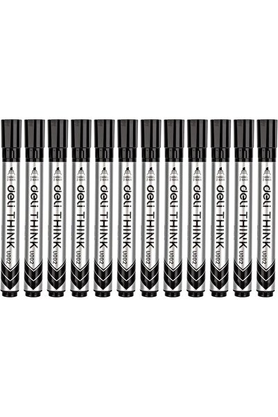 Deli Think 2-5mm Chisel Tip Dry Erase Markers 12 Pieces, Black