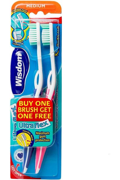 WISDOM Ultra Flex Tooth Brush 2-Pieces, Medium