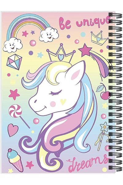 Rainbow Max دفتر ملاحظات حلزوني يونيكورن B5، دفتر رسم سلكي مسطر، دفتر ملاحظات يوميات، مخطط ملاحظات