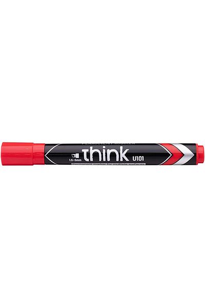 Deli Think 1.5 5 mm Chisel Tip Permanent Marker, Red, pack of 12