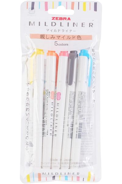 Zebra 145695 5 Color Mildliner Highlighter Pen