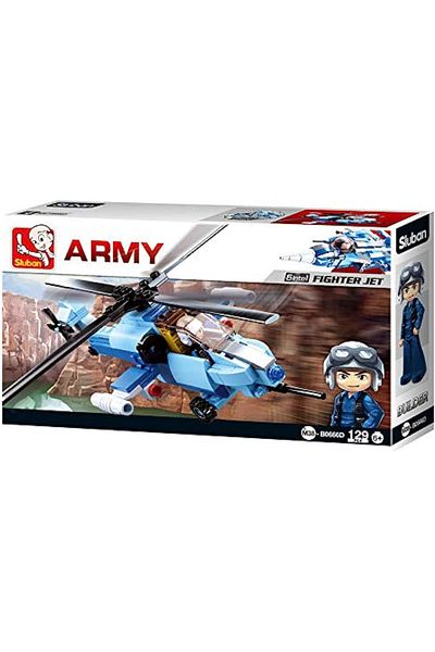 Sluban Army Series - Attack Helicopter Building Blocks 129 PCS with Mini Figures - For Children 6+ Y
