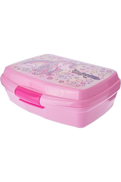 Generic Unicorn Kids Plastic Lunch Box, Pink