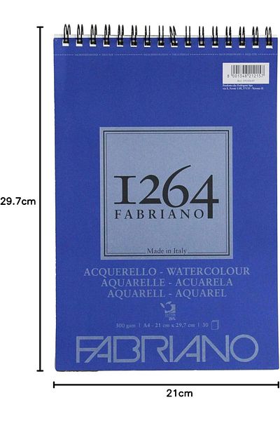 Fabriano Honsell Watercolour 19100649 Spiral Bound Sketch Pad 1264 300 g/m² DIN A4 30 Sheets Natural