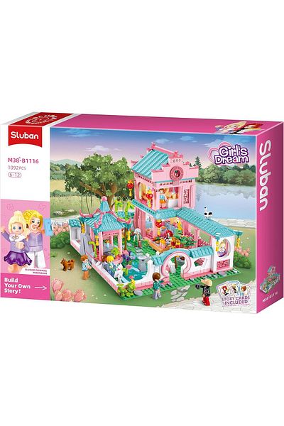 Sluban Girl's Dream Series - Chinese Style Villa Building Blocks 1092 PCS with 8 Mini Figuer - For A