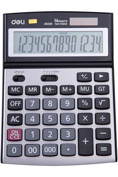 Deli Desktop CalculatorMetal-14 digitsSILVER