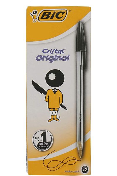 Bic Cristal Ballpoint Pen Medium Point, Pack of 10 - Black
