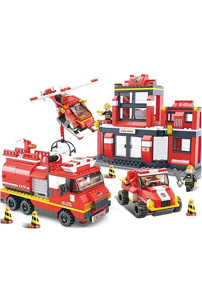 Sluban Fire Series - Fire Station Building Blocks 693PCS With 6 Mini Figures - For Age 6+ Years Old