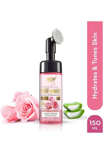 WOW Skin Science Himalayan Rose Foaming Face Wash with Built-in Brush - contains Rose Water & Aloe V