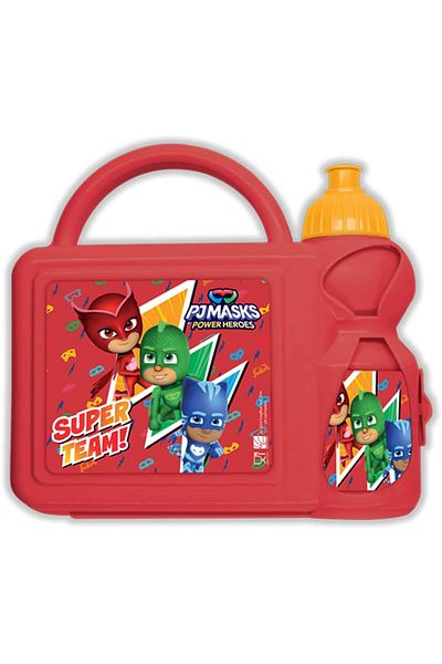 Pj Mask Pjmask Kids Plastic Lunch Box and Water Bottle, Red