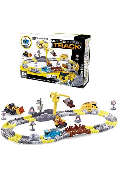 Generic Builder Series 120pcs - DIY Track with 5 LED Lights - Kids Racing Toy Cars Set
