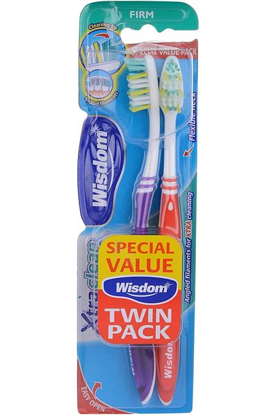 WISDOM Xtra Clean Firm Tooth Brush 2-Pieces