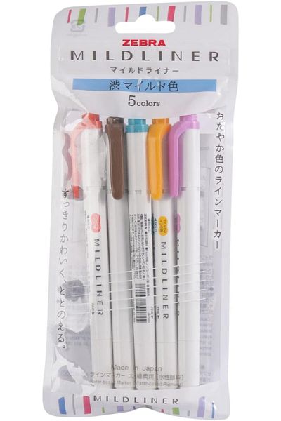 Zebra 145693 5 Color Mildliner Highlighter Pen