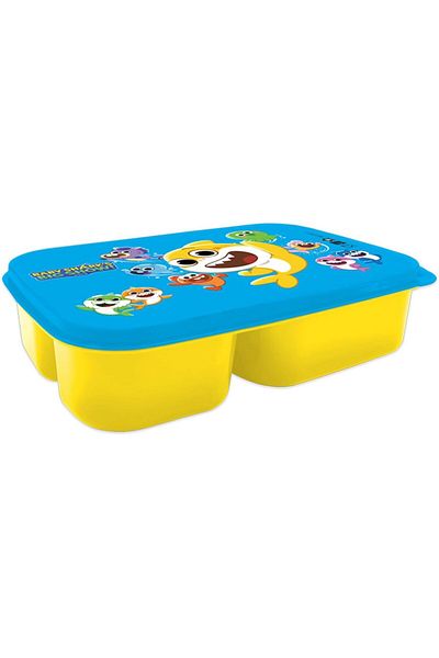 Baby Shark Babyshark 143837 Plastic Lunch Box with 3 Compartment for Kids, Yellow/Blue