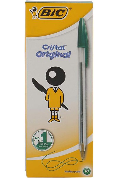 Bic Cristal Ball Point Pen 10-Piece Set, Medium, Green