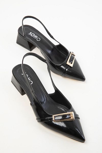 SOHO Black Patent Leather Women's Classic Heeled Shoes 20429