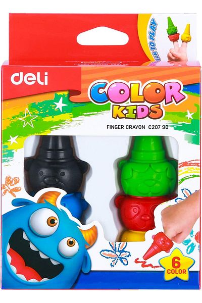 Deli FINGER CRAYONS PACK OF 6 COLORS
