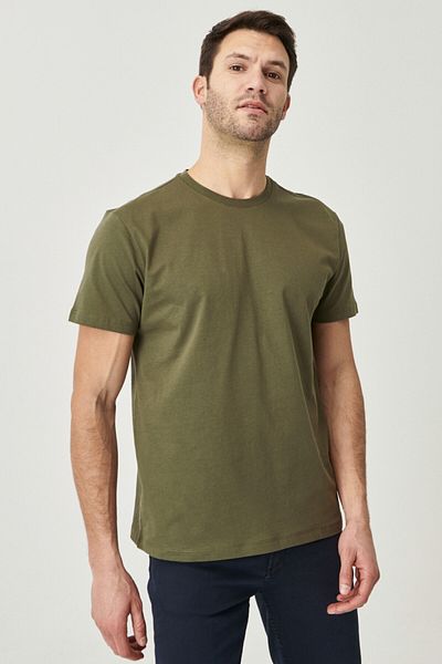 AC&Co / Altınyıldız Classics Ανδρικό T-shirt Khaki Slim Fit Crew Neck 100% βαμβακερό