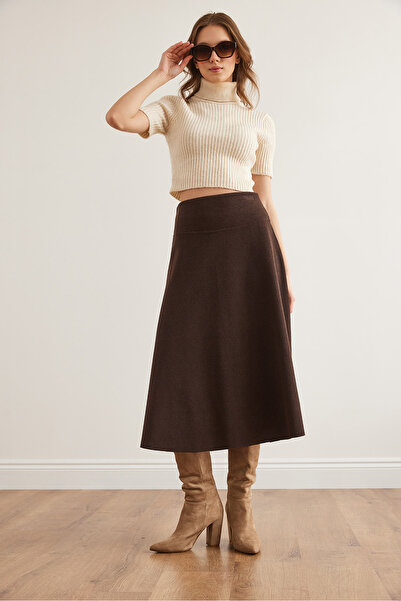 Olalook Női barna derékpántos Thessaloniki csengőszoknya ETK- 19000297