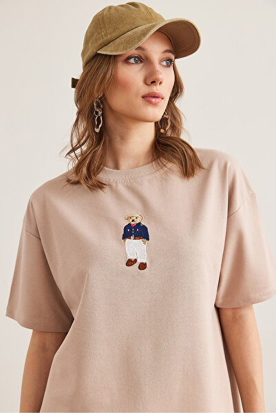 Olalook Μπλουζάκι με 2 κλωστές με κέντημα αρκουδάκι TSH- 19000845