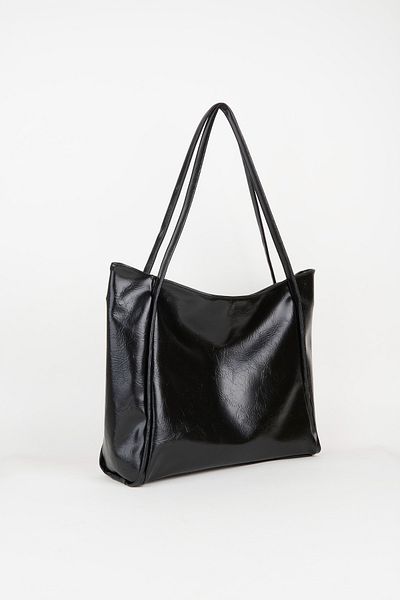 Vivaq Women's Bag Black Wrinkled Faux Leather Large Size Zipper Closure Handbag and Shoulder Bag
