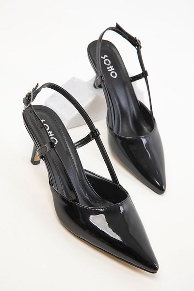 SOHO Klassische Damenschuhe mit Absatz aus schwarzem Lackleder 20428