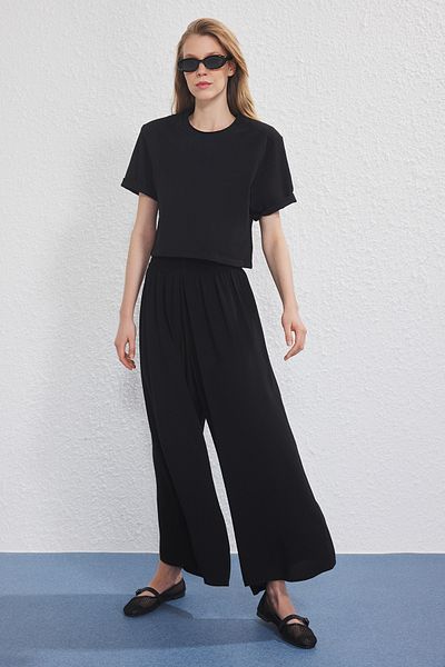 Trendyol Collection Black Waist Soft Elastic Socks Wide Leg Extra Wide Leg Practice