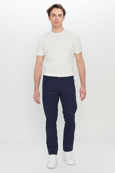 AC&Co / Altınyıldız Classics Men's Navy Blue Cotton Slim Fit Slim Fit 5 Pocket Flexible Casual Pants