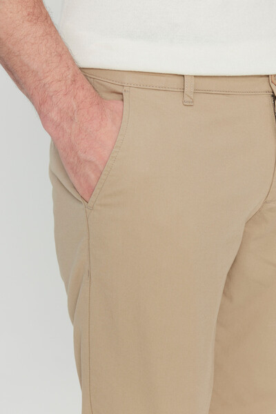AC&Co / Altınyıldız Classics Erkek Camel Pamuklu Slim Fit Dar Kesim Yan Cep Esnek Casual Pantolon