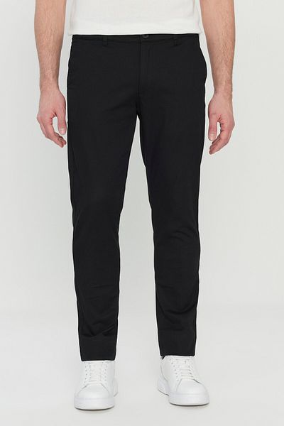 AC&Co / Altınyıldız Classics Men's Black Cotton Slim Fit Slim Fit Side Pocket Stretch Casual Trousers